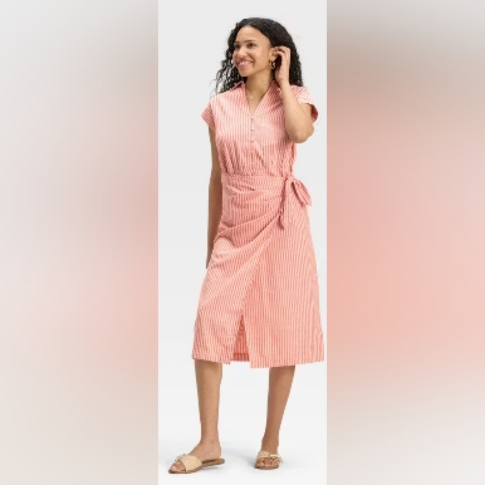 Universal Thread Asymmetrical Pink Striped Dress
